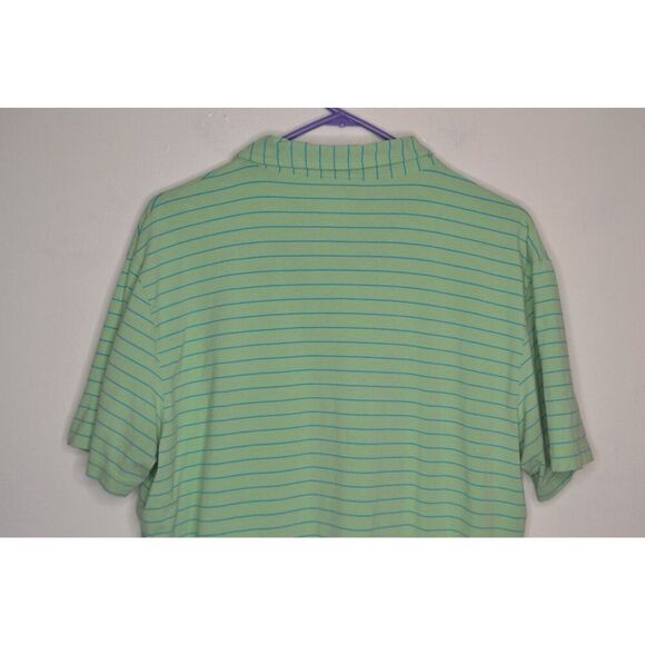 Peter Millar Men's Large Green Striped Golf Polo Shirt -READ - Picture 5 of 10